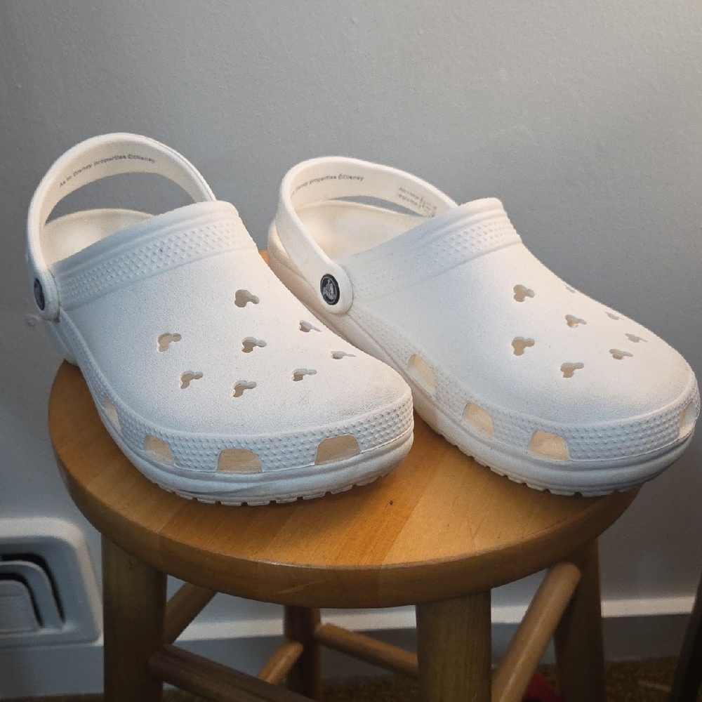 CROCS Disney Adult White Clogs with Cutout Design